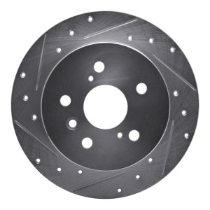 Lexus ES300H Brake Rotor (1) - Rear Left - R1 Concepts - Drilled & Slotted - Silver - `12-`18